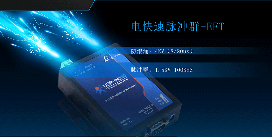 RS485/232/422单串口服务器电快速脉冲群（EFT）