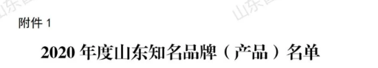 2020年度山东知名品牌名单 2020年度山东知名品牌名单